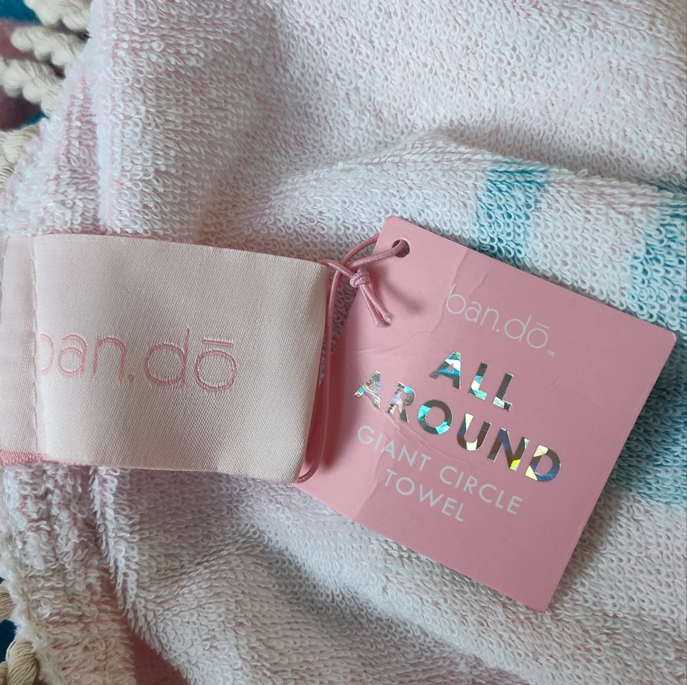 ban.do Pink and Blue Giant Circle Towel - No Bad Days